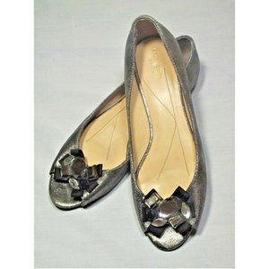 EUC KATE SPADE PEWTER METALLIC BALLET FLAT 8.5 M
